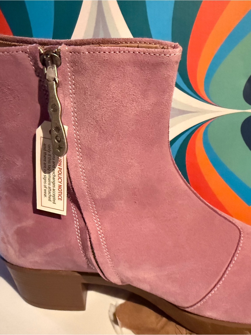 Suede Purple  Ankle Booties with Side Zip